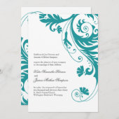 Elegant Petrol Wedding Invitations Kaart (Voorkant / Achterkant)