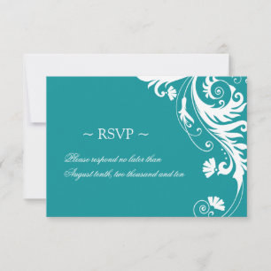 Elegant Petrol Wedding Reply Cards RSVP Kaartje