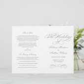 Elegant Pewter Gray Calligraphy Wedding Programs (Staand voorkant)