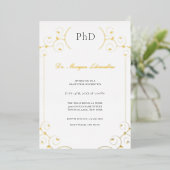 Elegant PhD Gold Grey White Graduation Party Folie Folie Uitnodiging (Staand Voorkant)