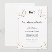 Elegant PhD graad Gold White Graduation Party Kaart (Voorkant / Achterkant)