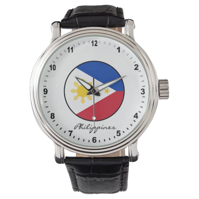 Elegant Philippines Watch & Philippine Flag Horloge (Voorkant)