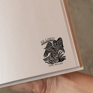 Elegant Phoenix Ex Libris Boek Rubberstempel