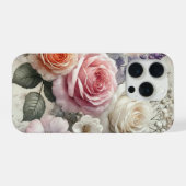 Elegant Phone Case with Pink and White Roses iPhone Hoesje (Achterkant horizontaal)