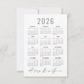 Elégant Photo 2026 Calendrier Joyeuse carte de Noë (Dos)