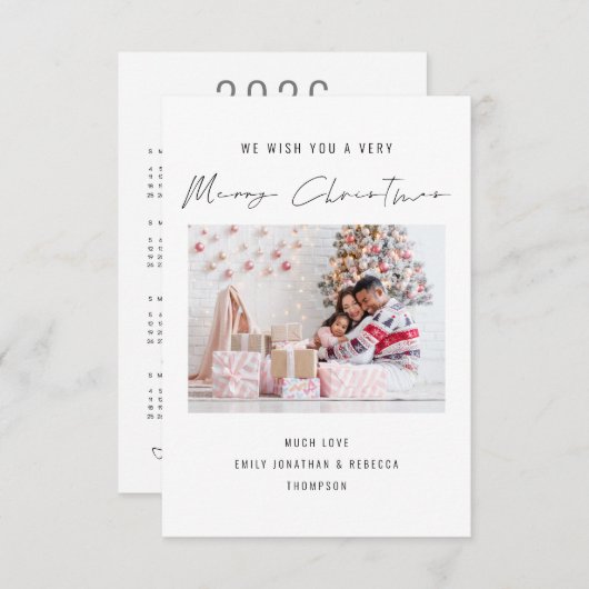 Elégant Photo 2026 Calendrier Joyeuse carte de Noë (Devant / Derrière)