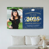 Elegant Photo Afstuderen Blue & Gold Spandoek