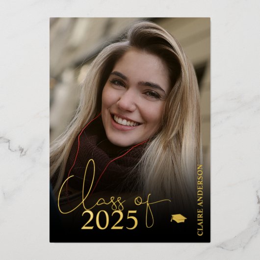 Elegant Photo Afstuderen Folie Invitation Folie Uitnodiging (Voorkant)