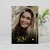 Elegant Photo Afstuderen Folie Invitation Folie Uitnodiging (Staand Voorkant)