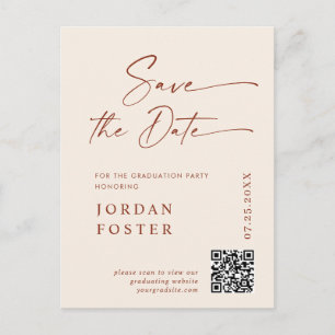 Elegant Photo Afstuderen Sla de datum QR-code op Briefkaart