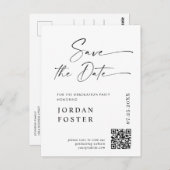 Elegant Photo Afstuderen Sla de datum QR-code op Briefkaart (Voorkant / Achterkant)