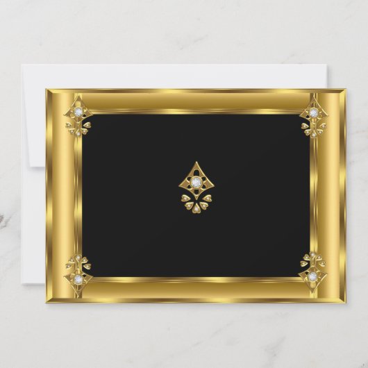 Elegant Photo Birthday Party Black Gold Diamond 2 Kaart (Achterkant)