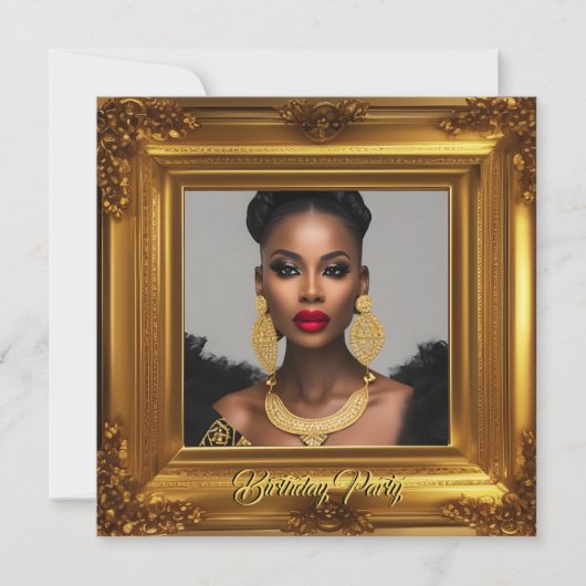 Elegant Photo Birthday Party  Gold Lijst Kaart (Voorkant)