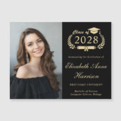 Elegant Photo Black Afstuderen Aankondiging Magnet (Voorkant)
