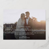 Elégant Photo Black Gold Mariage Carte de remercie (Verso)