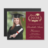 Élégant Photo Burgundy College Graduation Magnet (Devant / Derrière)