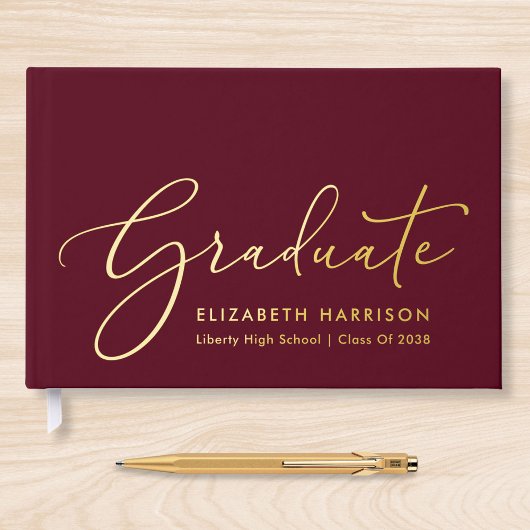 Elégant Photo Burgundy Graduation Party