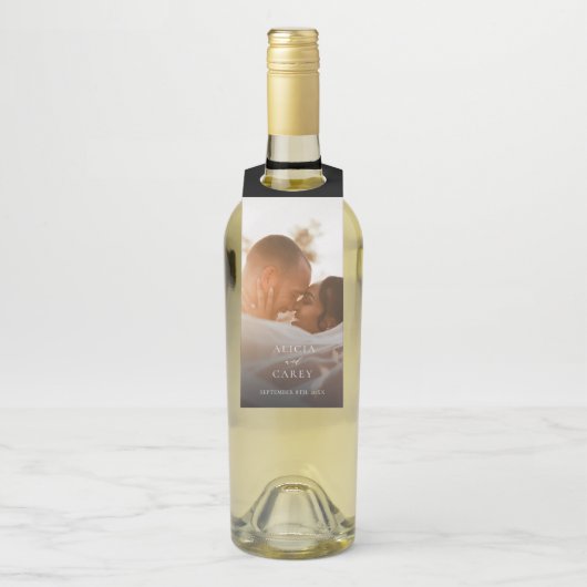 Elegant Photo Calligraphy Wedding Flessenhanger (Op fles)