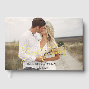 Elegant Photo Calligraphy Wedding Gastenboek
