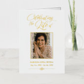 Elegant Photo Celebralling Life Funeral Programme Folie Wenskaart (Voorkant)