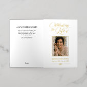 Elegant Photo Celebralling Life Funeral Programme Folie Wenskaart (Buiten Laag)