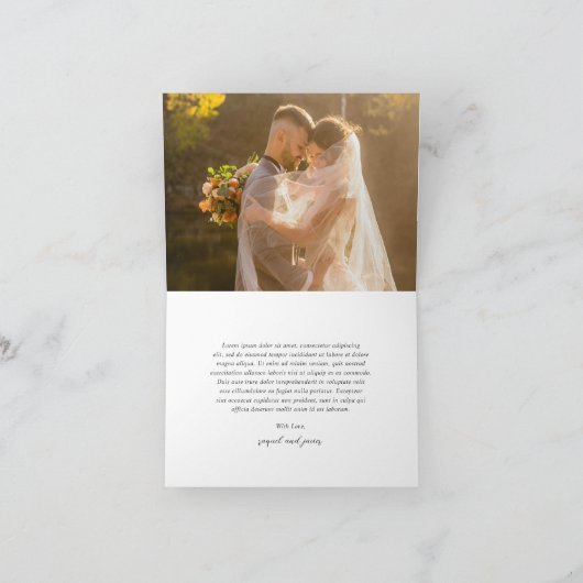Elegant Photo Classic Wedding Bedankkaart (Binnen)