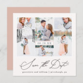 Elegant Photo Collage Calligrafie Save the Date (Voorkant / Achterkant)