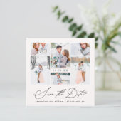 Elegant Photo Collage Calligrafie Save the Date (Staand voorkant)