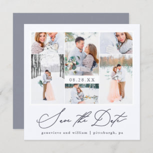 Elegant Photo Collage Calligrafie Save the Date Kaart