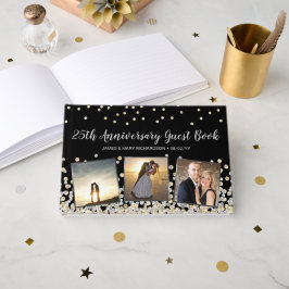 Elegant Photo Collage Gold Silver 25e Jubileum Gastenboek