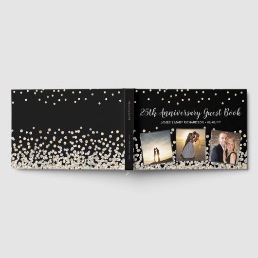 Elegant Photo Collage Gold Silver 25e Jubileum Gastenboek (Volledig)