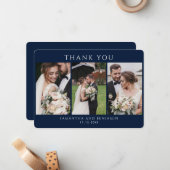 Elégant Photo Collage Mariage Carte de remerciemen (Devant/Arrière en situation)