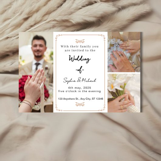 Elegant Photo Collage Modern Wedding Invitation 