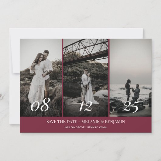 Elegant Photo Collage Roos Roze Save the Dates Kaart (Voorkant)
