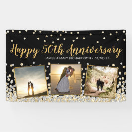 Elegant Photo Collage Silver Gold 50e Jubileum Spandoek
