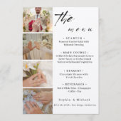 Elegant Photo Collage Wedding Dinner Menu Card (Devant)