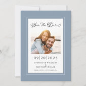 Elegant Photo Dusty Blue Save the Date Verloving (Voorkant)