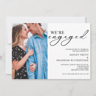 Elegant Photo Engagement Party Invitation Kaart