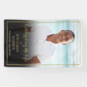 Elegant Photo Funeral Memorial Service Spandoek (Horizontaal)