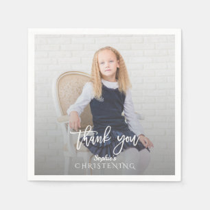 Elegant Photo Girl Gold Cross Christening Servet