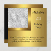Elegant Photo Gold Black 21e verjaardag 2 Kaart (Voorkant / Achterkant)