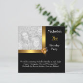 Elegant Photo Gold Black Ballon 21e verjaardag Kaart (Staand voorkant)