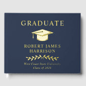 Elégant Photo Gold Foil Blue Graduation Party (Recto)