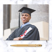 Elégant Photo Gold Foil Blue Graduation Party