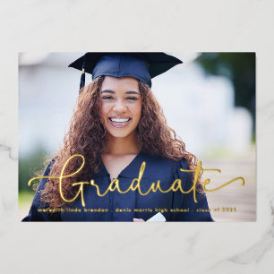 Elégant Photo Gold Foil Faire-part de graduation