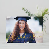Elégant Photo Gold Foil Faire-part de graduation (Debout devant)
