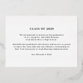 Elégant Photo Gold Foil Faire-part de graduation (Verso)