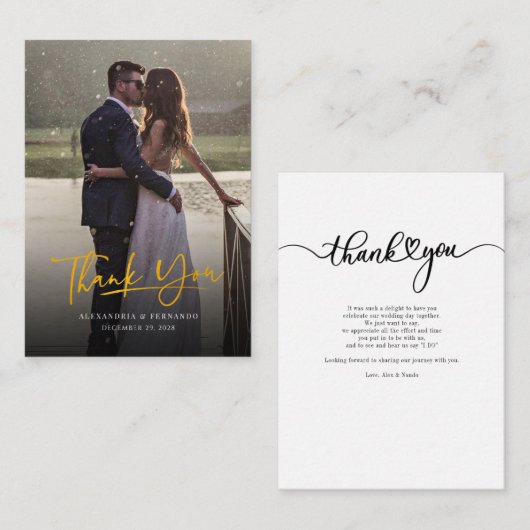 Elegant Photo Gold Hand-Lettered Weddenschap Harte Notitiekaartje (Voorkant / Achterkant)