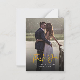 Elegant Photo Gold Hand-Lettered Weddenschap Harte Notitiekaartje