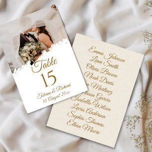 Elegant Photo Gold Script Table Number Kaart
